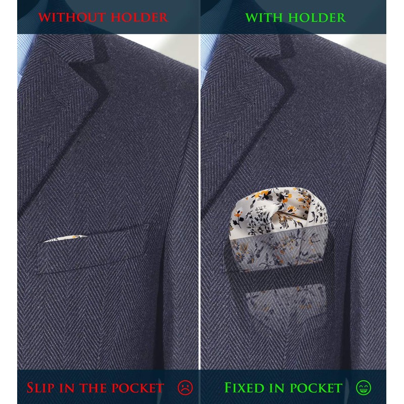 Pocket Square Holder, Keeps Handkerchiefs in Place and Shaped, Suit