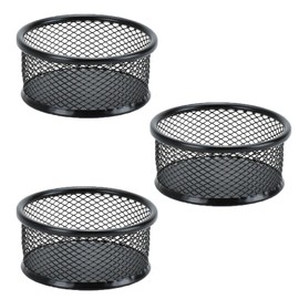3 Stück Mesh Büroklammerhalter, Büroklammer Aufbewahrung Desktop Organizer Papierklammer Aufbewahrungshalter für Büro Haus Schule (Schwarz)