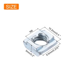 sourcing map 25Pcs M6 T Nuts Tee Sliding Slot Nuts, T-Slot Nut Hammer Nut Block Square Nuts Fastener Carbon Steel Nickel Plated for Aluminum Extrusion Profile 2020 Series