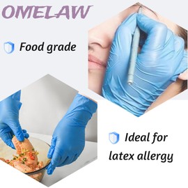 OMELAW L Blue Nitrile Gloves Portable Package with a Re-sealable Cover, Powder-free Latex free, pack of 100 (Large)
