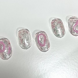 ˡᴬᴺᵀᶤˡ Glitter chain handmade nail tip - Short Square S / ˡᴬᴺᵀᶤˡ 글리터 체인 수제네일 팁 - 숏스퀘어S