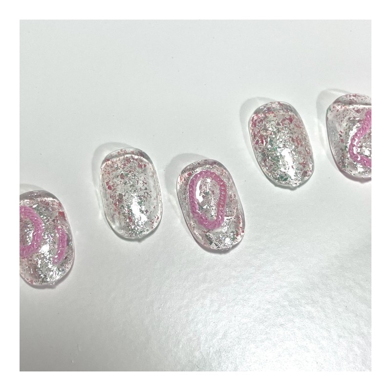 ˡᴬᴺᵀᶤˡ Glitter chain handmade nail tip - Short Square S