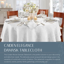 Elrene Home Fashions Caiden Elegance Damask Fabric Tablecloth, 90" Round, White