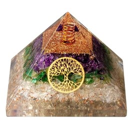 Amethyst - Selenite -Aventurine Crystal Orgone Pyramid Stone of Spirituality, Sobriety (3' Inch) Orgonite Orgonr Pyramid Best Christmas Gift by Color Decor