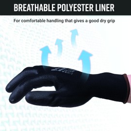 Blackrock Super Grip Work Gloves, Black Nitrile Gloves, Safety Gloves Men Women, Working Gloves, Roofing Gloves, Warehouse Gloves, Thin Work Gloves, DIY, Gardening Gloves, Outdoor - Size 7/Small