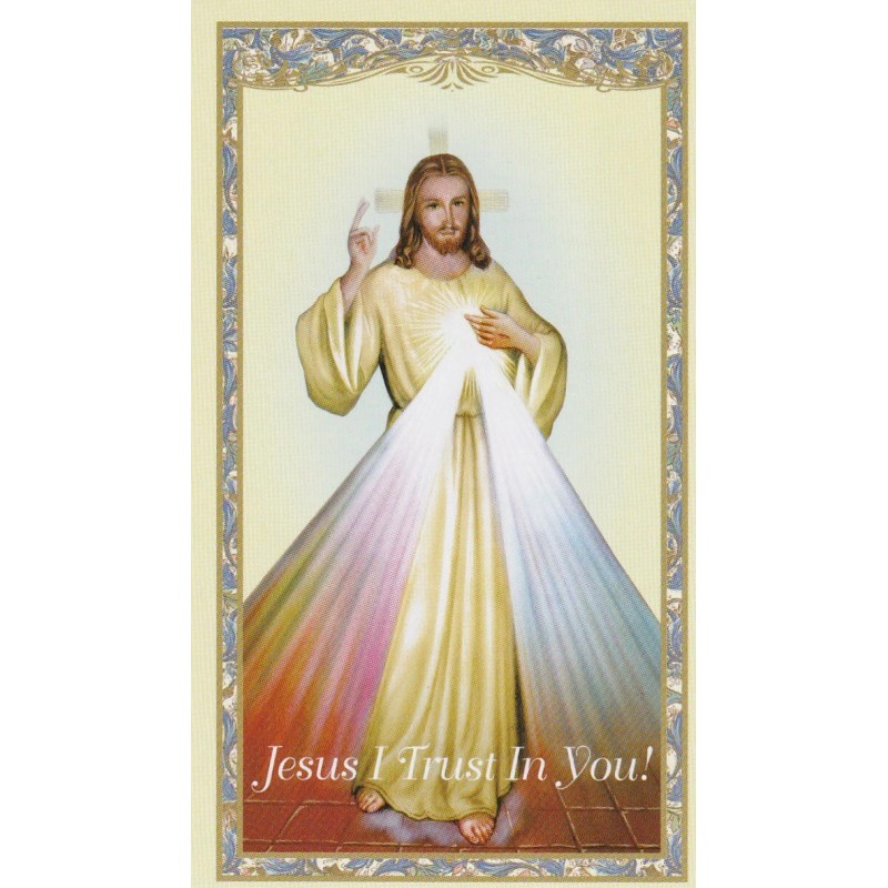 +Holy Card-"Divine Mercy Chaplet" (Jesus I Trust In You) *Prayer-