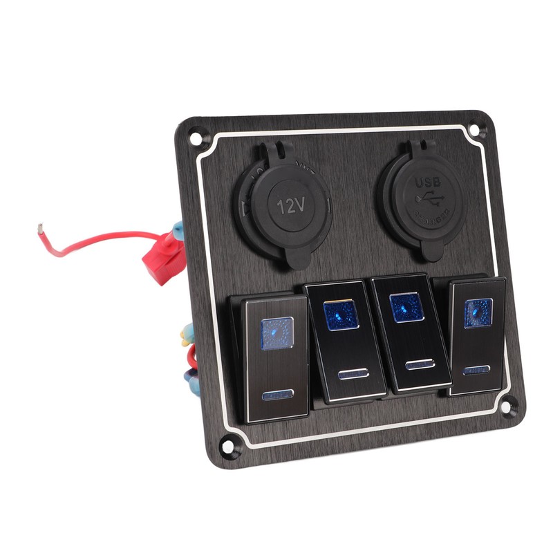 Rocker Switch Panel 4 Gang 12‑24V 5 Pin Blue Light