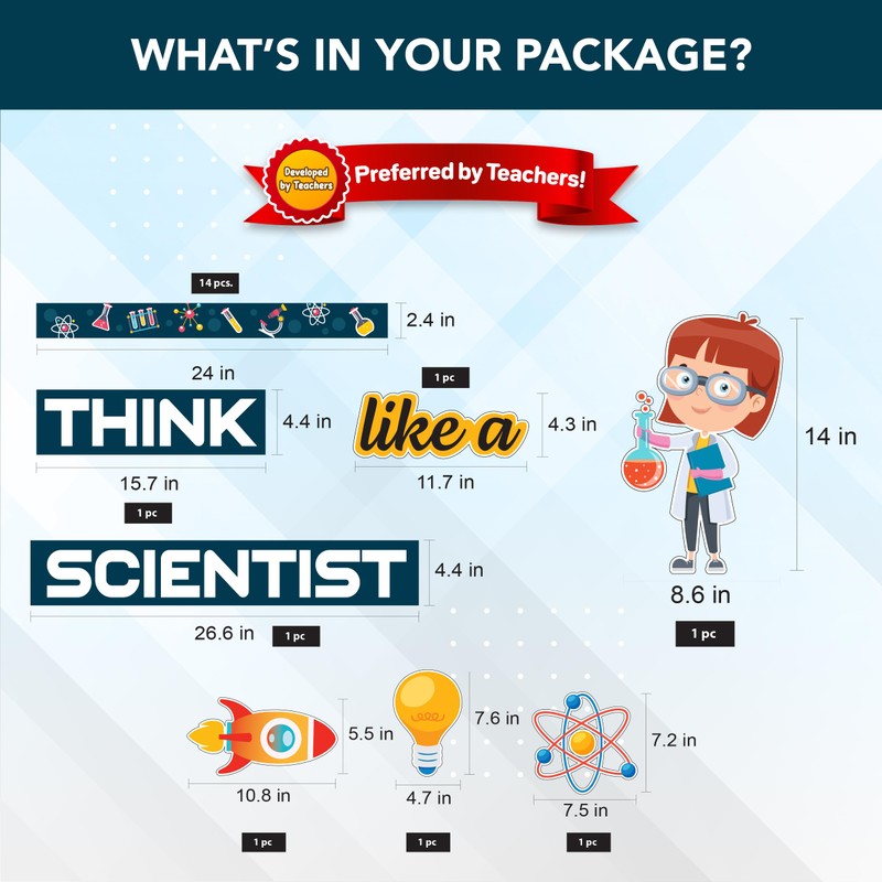 Decorably 48 Pcs Cutouts Science Bulletin Board Decorations Set with