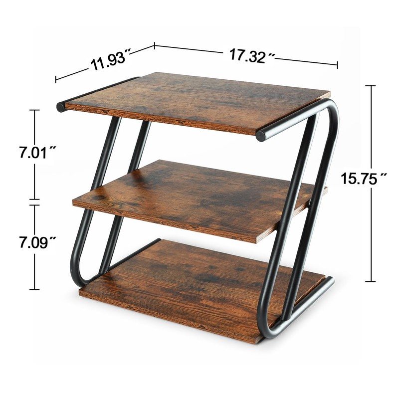 RUNJIMY 3-Tier Shoe Rack, Rustic Wood Look Shoe Organizer with