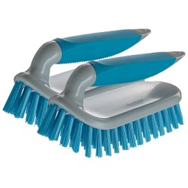 NCaan 2pk Deluxe Hand Scrubbing Brush Heavy Duty with Stiff Bristles & Non-Slip Soft Grip Handle-Household Cleaning Brush for Indoor & Outdoor, Bathroom, Kitchen, Carpet, Floor, Bath,Car (Blue, 2)