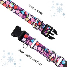 Fidohug Reflective Martingale Collar for Dogs with Buckle Pretty Fancy Female Floral Dog Collars (Japanese Blossoms, Medium)