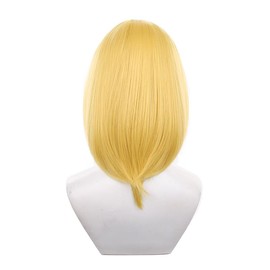 Aadesso light yellow with bangs 40cm/1.31' Shoulder-length Anime Cosplay Wig Heat resistant Straight Synthetic Hair Wig