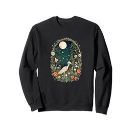 Aesthetic Goblincore and dark Cottagecore Mushroom Moon Bird Sweatshirt