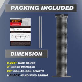 Single 2’’ Left Hand Wound (Black Cone) Garage Door Torsion Spring with Winding Bars,Professional High Precision Oil Tempered Spring for Garage Door Repair,Min 18,000 Cycles(0.225x2’’x24’’)