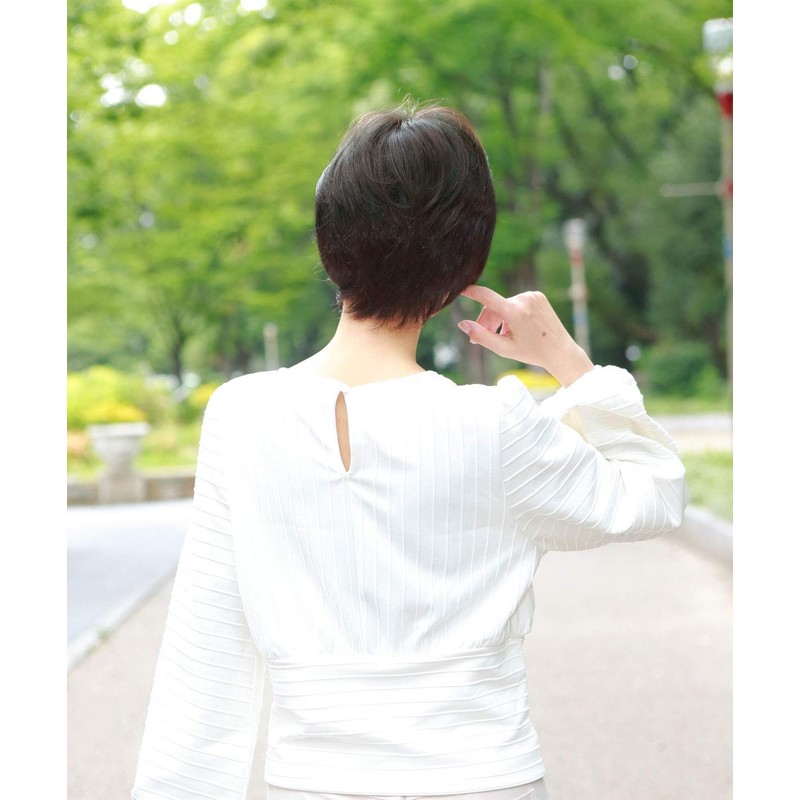 Priscilla ST-004 Gray Hair Concealing Wig, Whorl Type, 2N, Natural