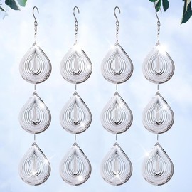 Droplet Bird Scare Discs Set, Metal Bird Reflectors Shiny Wind Spinners for Outdoor Garden Decor, Reflective Bird Devices Deterrents to Keep Scare Birds Away from Outside Patio Porch Yard Fruit Trees