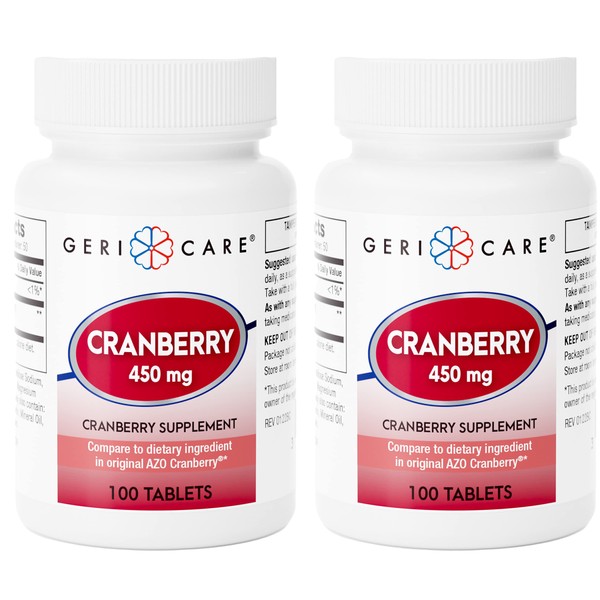 Geri-Care Cranberry Supplement, 100 Tablets 450 mg Each (Pack of 2)