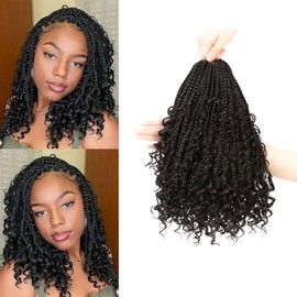 Boho Box Braids Crochet Hair 8 Packs Boho Crochet Braids Pre Looped 4# Goddess Box Braids Crochet Hair for Black Women 12 Inch Boho Braids Crochet Hair Extension