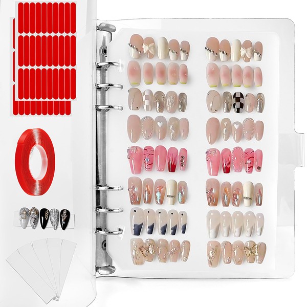 Yazabai Large Clear Press On Nail Organizer Book Storage Acrylic
