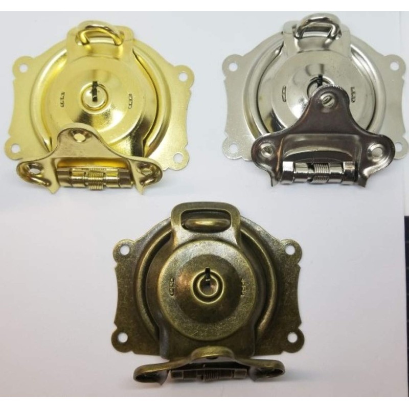 Polished Brass Trunk Lock with Keys - chest steamer old