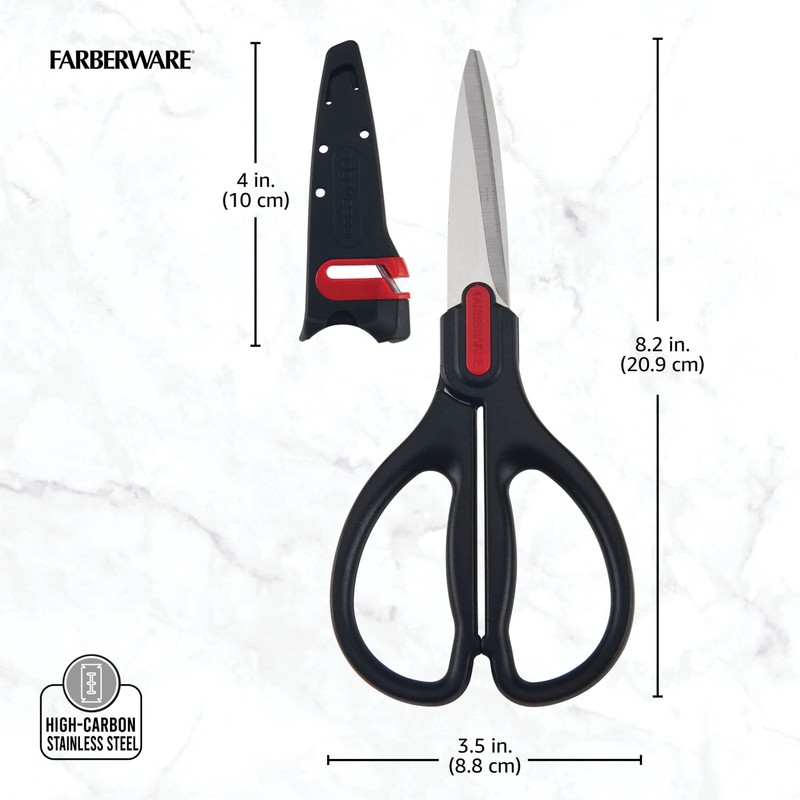 Farberware Self-Sharpening Stainless Steel All-Purpose Shears with Edgekeeper Sleeve