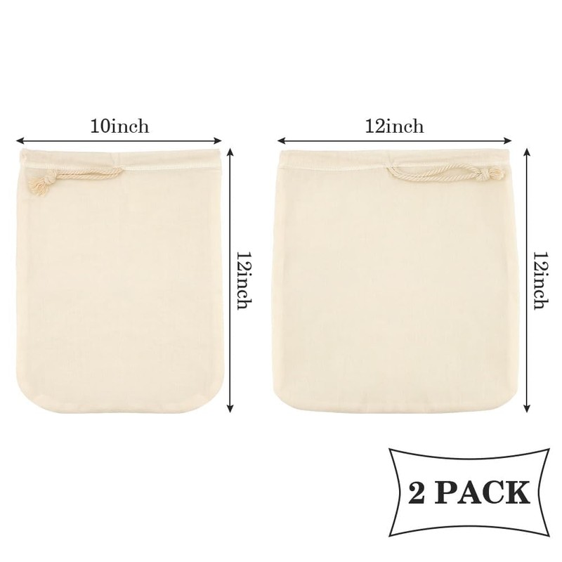 Nut Milk Bag Cheese Cloths for Straining 2 Pack 12"x12"