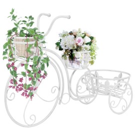 Vintage Style Bicycle Rack Metal Plant Stand in Retro Bicycle ShapeColor: White Color