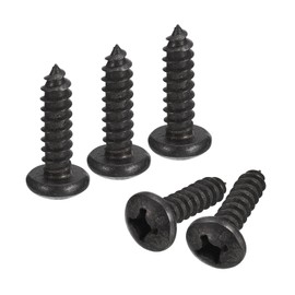 uxcell 1/4 x 3/4 Phillips Pan Head Self-Tapping Screw, 25pcs - 304 Stainless Steel Round Head Wood Screw Full Thread (Black)