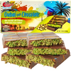 Luxury Dubai-Style Chocolate Bar 200g, Rich & Exotic Gourmet Milk Chocolate, with Pistachio Butter Cream & Shredded Knafeh Crunchy Kadayif (Kataifi), Premium Gift or Personal Indulgence 7.05 Oz