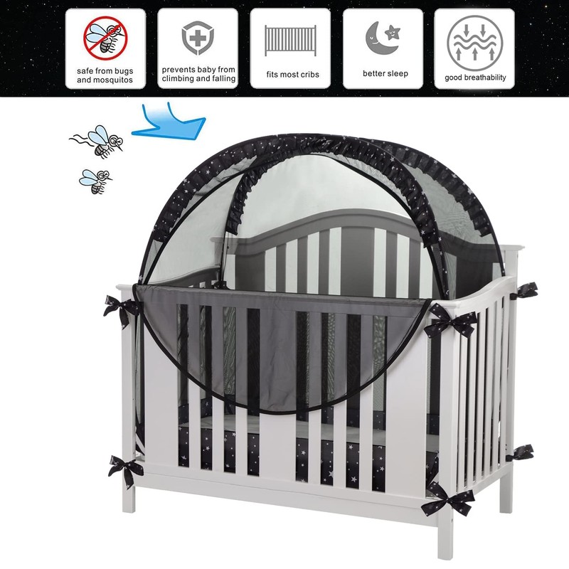 ZXPLO Safety Pop Up Crib Tent Cover to Keep Toddler