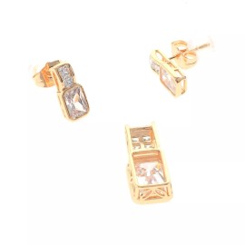 neXxtten Gold Tone Gold Plated Metal CZ Pendant & Earring Set XPE2498-GLD