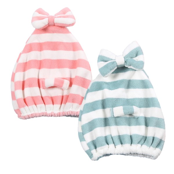 [ソユル]2枚セット ヘア ドライ キャップ タオル マイクロファイバー ふわふわ 軽い 速乾 バス