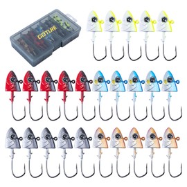 Goture Swimbait Jig Heads,Colored Lead Jig Head Hooks for Freshwater Saltwater Fishing,Painted Fishing Jig Hooks for Trout Bass Walleye Crappie Fishing,25pcs 1oz Jig Heads 5 Colors with Tackle Box