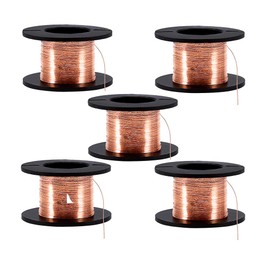 Lwuey Enameled Copper Wire, 5 Rolls 0.1mm Magnet Coil Soldering Welding Winding Electrical Conductivity Enamelled Jump Wires Repair Jewelry Making Electronics Motherboard Transformer Speakers