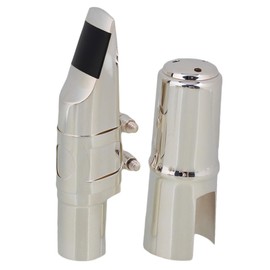 Yibuy B Flat Soprano Saxophone Mouthpiece #7 7 Length 75mm Nickel Plated Delicate Design Not Easy to Deform Silver