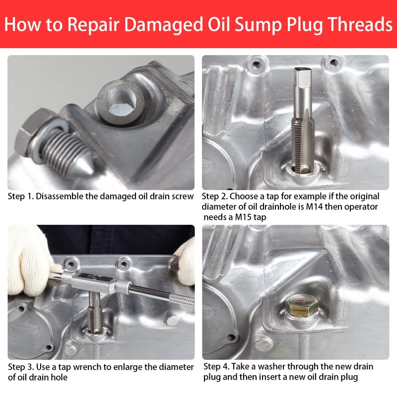 BILITOOLS 84-Piece Oil Pan Drain Plug Thread Repair Kit M13