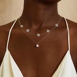 Pearl Choker Necklace for Women Layered Pearl Necklace Dainty Chunky Pearl Beaded Necklace Adjustable Faux Pearl Statement Necklace Trendy Stuff