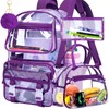 KLFVB Clear Backpack Heavy Duty, 3PCS Girls See Through School
