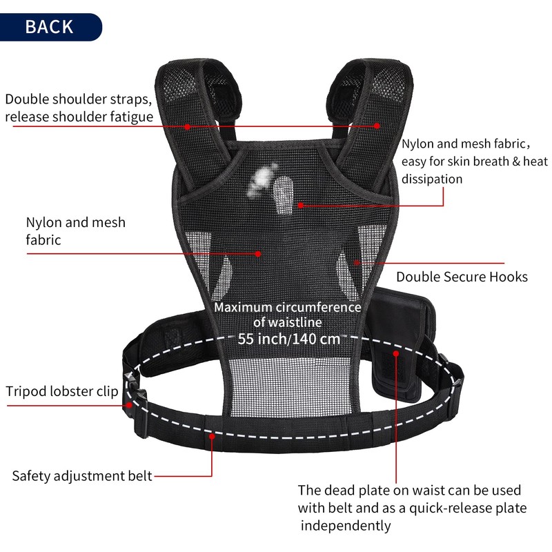 Micnova Multi Camera Carrying Chest Harness System Vest with Side
