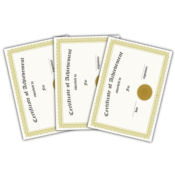 Party Decor Certificate of Achievement Gold Filigree Landscape A5 Pack of 20