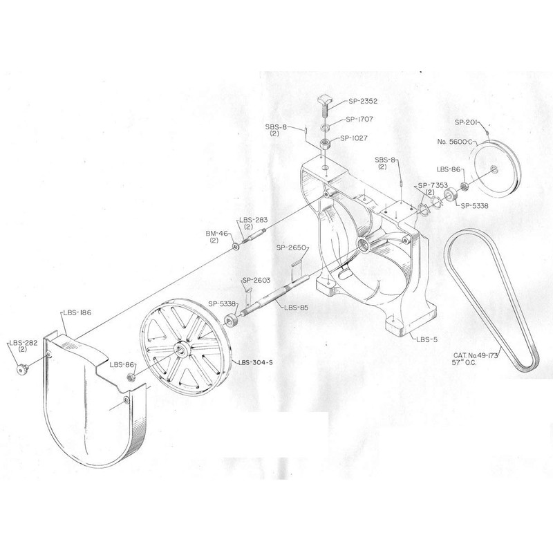 Rockwell Delta 14" Band Saw Upper Wheel, Lower Drive Shaft,