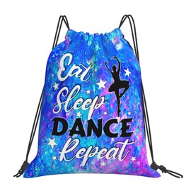LRERNAJF Eat Sleep Dance Repeat Drawstring Backpack Gym String Bag Drawstring Sackpack Sport For Womens Mens