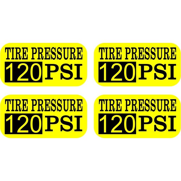 StickerTalk Yellow 120 PSI Tire Pressure Sticker Sheet, 1 Sheet