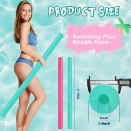 Hollowfly 2 Pack Jumbo Pool Noodles Floating Pool Noodles Foam Tube Large Hollow Floating Training Device Swimming Craft Projects Padding Bumper(55 x 3.5 Inch,Green and Pink)