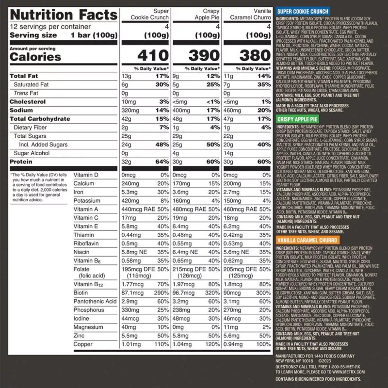 MET-Rx Meal Replacement Protein Bars, Variety Pack, 12 ct