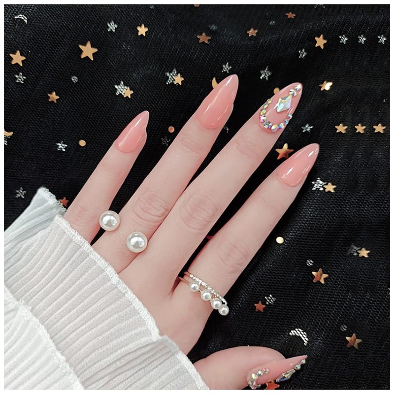 24 Pcs Almond Shape Nail Tips Water Drop Nail False