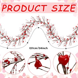 Yuxung Valentine's Day Garland with 30 Fairy Lights 4.5ft Pip Berry Decorative Berry Blossom with Hearts LED Christmas Lights Garland for Valentine's Day Wedding Party