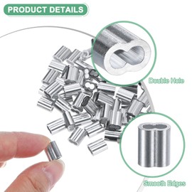 M METERXITY 200-Pack Aluminum Crimping Loop Sleeves, 2mm 5/64" Double Round Barrel Wire Rope Sleeves Cable Ferrule for Wire Rope/Cables Crimping Loop Sleeve