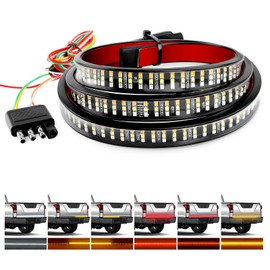 GOOACC Truck Tailgate Light Bar 60" Triple Row 504 LED Strip 6 Function with Red Running Brake Amber Turning Signals Strobe White Reverse Lighting