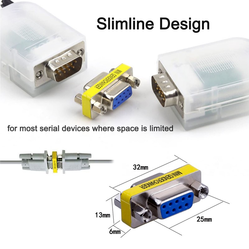 DTECH Serial Adapter 3-Pack (DB9 F-F, M-F, M-M), Mini Size